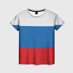Футболка женская Вязаный российский флаг, цвет: 3D-принт