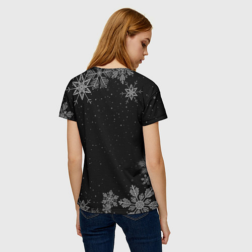 Женская футболка Новогодний барбер на темном фоне / 3D-принт – фото 4