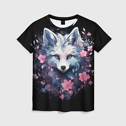 Женская футболка Романтичная белая волчица