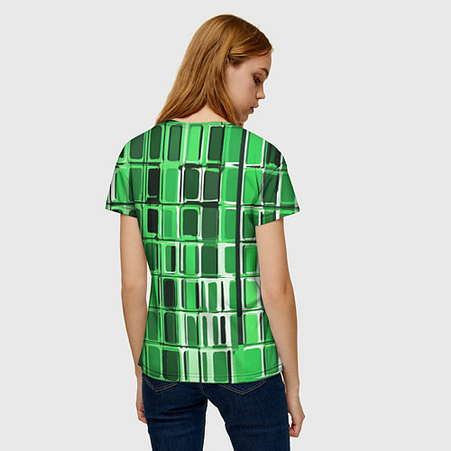 Женская футболка Зелёные прямоугольники / 3D-принт – фото 4