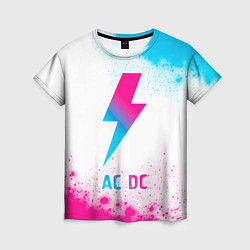 Женская футболка AC DC neon gradient style