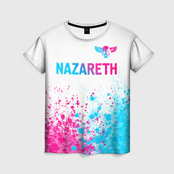 Женская футболка Nazareth neon gradient style посередине