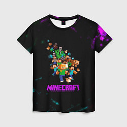 Женская футболка Minecraft neon краски