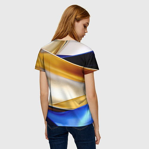 Женская футболка Белая желтая синяя абстракция / 3D-принт – фото 4
