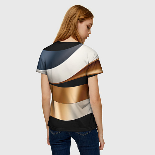 Женская футболка Золотистые вставки абстракции / 3D-принт – фото 4