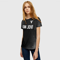 Футболка женская Bon Jovi glitch на темном фоне посередине, цвет: 3D-принт — фото 2