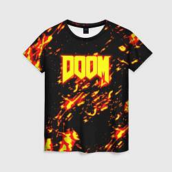 Женская футболка Doom огненный стиль ад марса