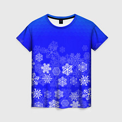 Женская футболка Снежинки на синем