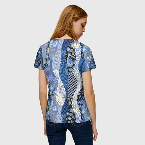 Женская футболка Лоскутные волны / 3D-принт – фото 4