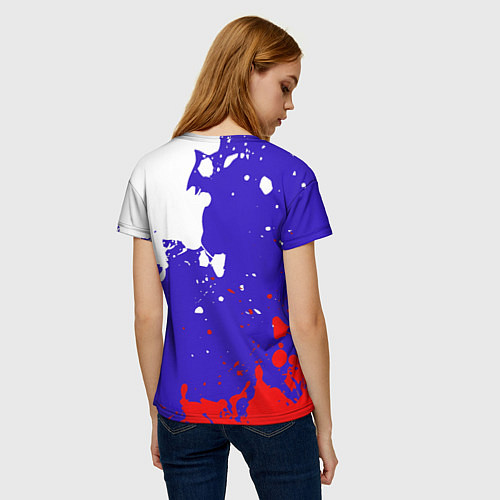 Женская футболка Российский герб на триколоре / 3D-принт – фото 4