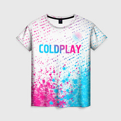 Футболка женская Coldplay neon gradient style посередине, цвет: 3D-принт