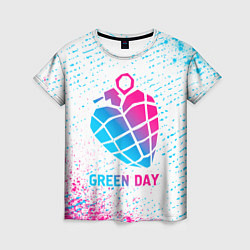 Женская футболка Green Day neon gradient style