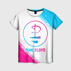 Женская футболка Pink Floyd neon gradient style