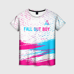 Женская футболка Fall Out Boy neon gradient style посередине