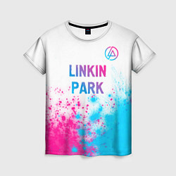 Женская футболка Linkin Park neon gradient style посередине