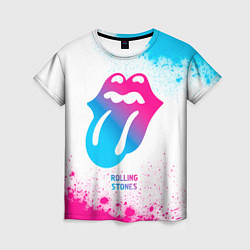 Женская футболка Rolling Stones neon gradient style