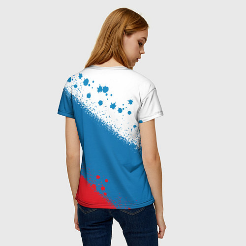 Женская футболка Российский триколор / 3D-принт – фото 4