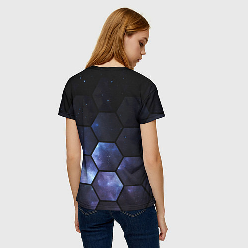 Женская футболка Космические соты - геометрия / 3D-принт – фото 4