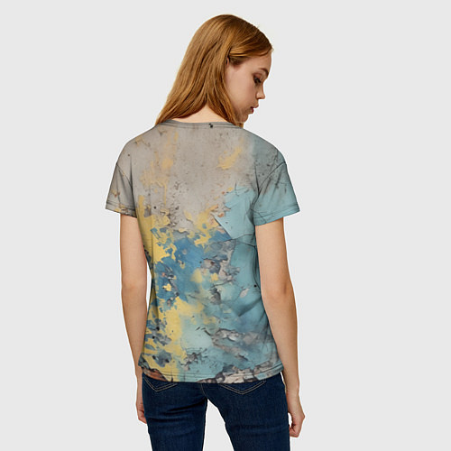 Женская футболка Гранжевая стена с краской / 3D-принт – фото 4