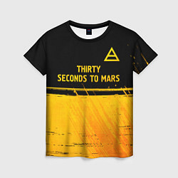 Женская футболка Thirty Seconds to Mars - gold gradient посередине