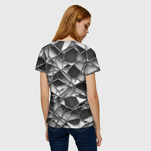 Женская футболка Чёрно-белая сетка / 3D-принт – фото 4