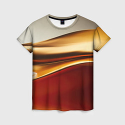 Женская футболка Бежевые и золотистые волны