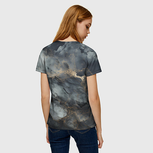 Женская футболка Темно-серый мрамор / 3D-принт – фото 4