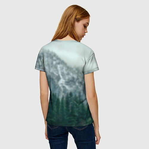 Женская футболка Бай Чжу на фоне природы / 3D-принт – фото 4
