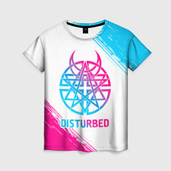 Женская футболка Disturbed neon gradient style