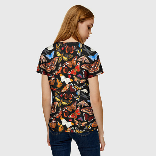 Женская футболка Разноцветные тропические бабочки / 3D-принт – фото 4