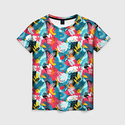 Женская футболка Тропический цветной узор