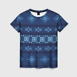 Женская футболка Blue tribal geometric