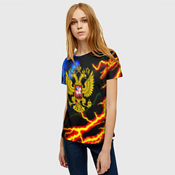 Футболка женская Россия наша страна герб шторм, цвет: 3D-принт — фото 2