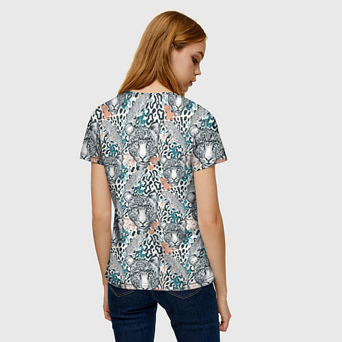 Женская футболка Дикий тропический ягуар / 3D-принт – фото 4