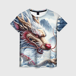 Женская футболка Свирепый японский дракон - искусство