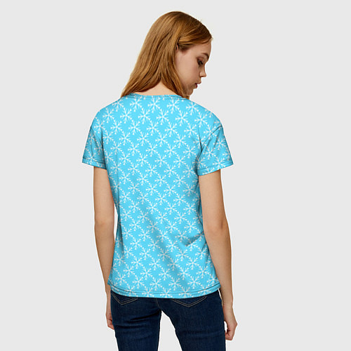 Женская футболка Паттерн снежинки голубой / 3D-принт – фото 4