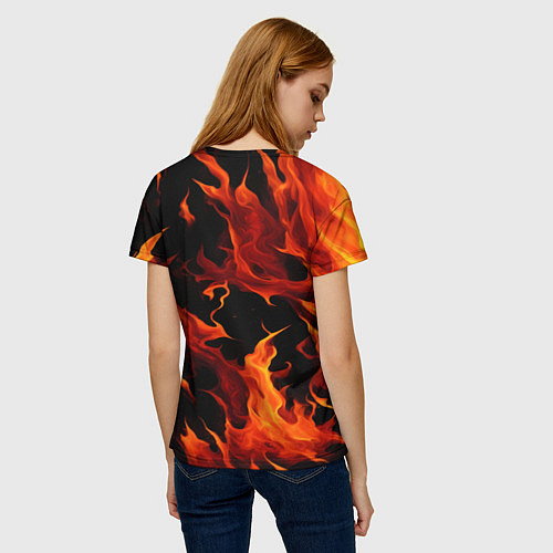 Женская футболка Пламя в темноте / 3D-принт – фото 4