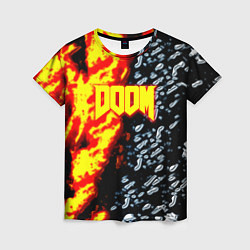 Женская футболка Doom огненное лого