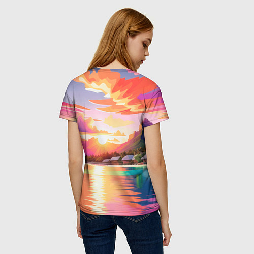 Женская футболка Закат на острове Бора Бора / 3D-принт – фото 4