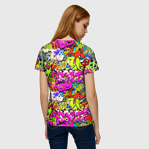 Женская футболка Цветное граффити / 3D-принт – фото 4