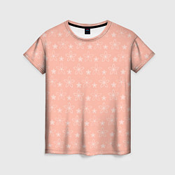 Женская футболка Паттерн персиковый маленькие стилизованные цветы