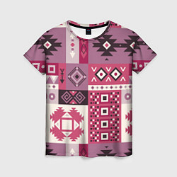 Женская футболка Этническая геометрия в розовой палитре