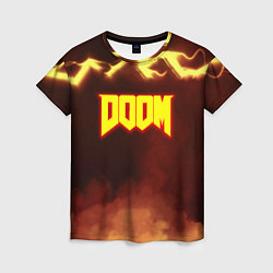 Женская футболка Doom storm огненное лого