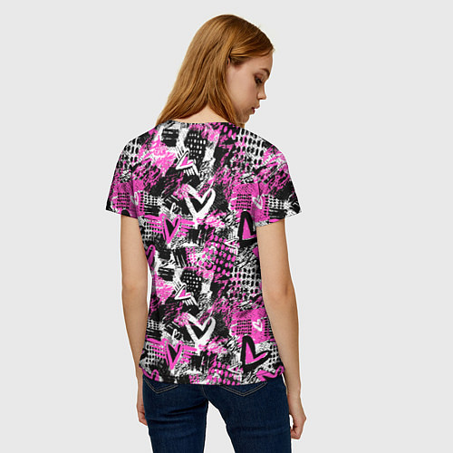 Женская футболка Каракулевые сердечки паттерн / 3D-принт – фото 4