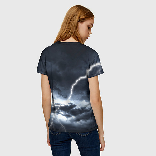 Женская футболка Грозное небо славян с символом воина / 3D-принт – фото 4