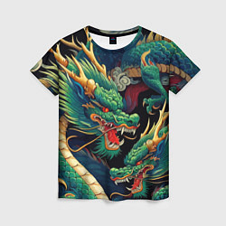 Женская футболка Два Японских дракона - ирезуми