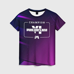 Женская футболка GTA6 gaming champion: рамка с лого и джойстиком на