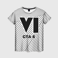 Женская футболка Символ GTA 6 на светлом фоне с полосами