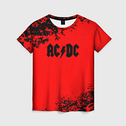 Футболка женская AC DC skull rock краски, цвет: 3D-принт