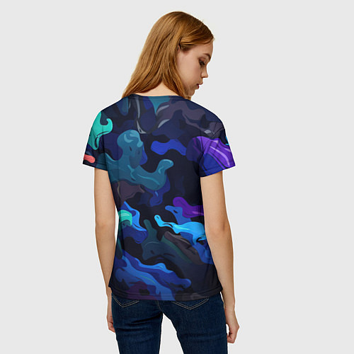 Женская футболка Камуфляж из разноцветных красок / 3D-принт – фото 4